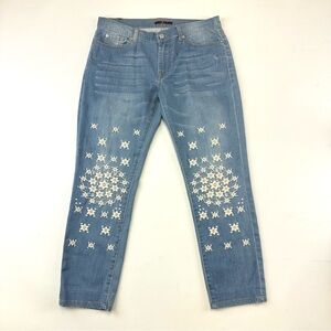 7 for All Mankind low rise embroidered jeans Size 28inches cotton distressed